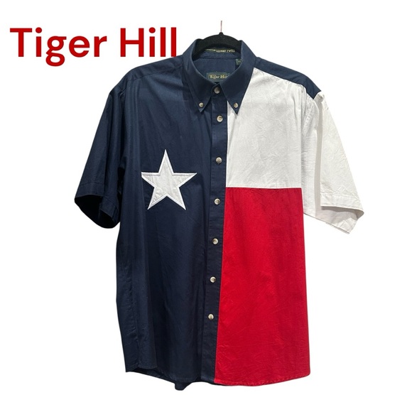 Ther Hill Texas Flag Shirt - Red, White, and Blue Mens - Picture 1 of 12